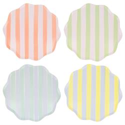 Meri Meri - Pastel Çizgili Tabaklar - L - 8 Adet