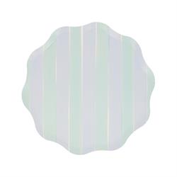 Meri Meri - Pastel Çizgili Tabaklar - M - 8 Adet