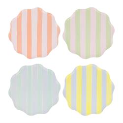 Meri Meri - Pastel Çizgili Tabaklar - M - 8 Adet