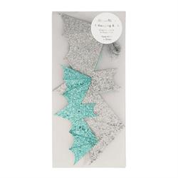 Meri Meri - Pastel Halloween Glitter Hanging Bats - Pastel Renk Simli Asılan Yarasalar