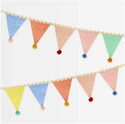 Meri Meri - Pastel Pom Pom Flag Garland - Pastel Pom Pom Bayrak Asılan Süs