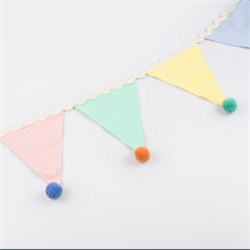 Meri Meri - Pastel Pom Pom Flag Garland - Pastel Pom Pom Bayrak Asılan Süs