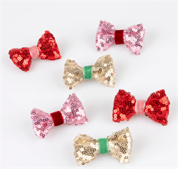 Meri Meri - Payetli ve Kadife Mini Fiyonklu Saç Tokaları - 6 Adet