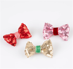 Meri Meri - Payetli ve Kadife Mini Fiyonklu Saç Tokaları - 6 Adet