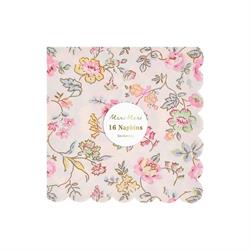 Meri Meri - Pembe Çiçek Baskılı Peçete - L - 16 Adet