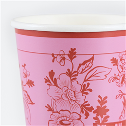 Meri Meri - Pembe Vintage Botanik Bardaklar - 8 Adet