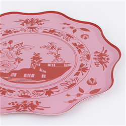 Meri Meri - Pembe Vintage Botanik Desenli Tabaklar - L - 8 Adet