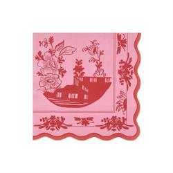 Meri Meri - Pembe Vintage Botanik Peçete - L - 16 Adet