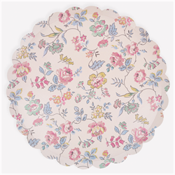 Meri Meri - Pembe Vintage Çiçek Desenli Tabaklar- L - 8 Adet