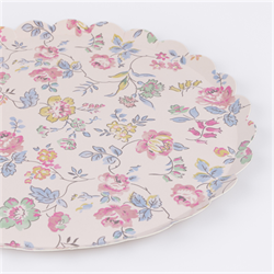 Meri Meri - Pembe Vintage Çiçek Desenli Tabaklar- L - 8 Adet