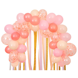 Meri Meri - Pink Balloon & Streamer Garland - Pembe Balonlar & Renkli Şeritler  - 50 Balon
