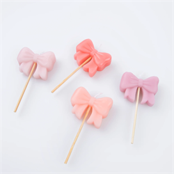Meri Meri - Pink Bow Candles - Pembe Kurdele Mumlar (x4)