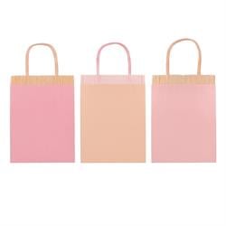 Meri Meri - Pink Fringe Party Bags - Pembe Püsküllü Hediye Çantaları (8Li)