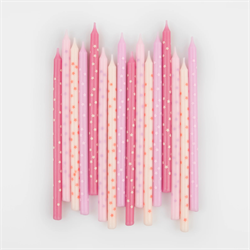 Meri Meri - Pink Stars Candles - Pembe Yıldızlar Mumlar (x16)