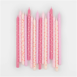 Meri Meri - Pink Stars Candles - Pembe Yıldızlar Mumlar (X16)