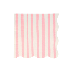 Meri Meri - Pink Stripe Large Napkins - Pembe Çizgili Peçeteler L - 16 Adet