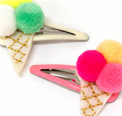 Meri Meri - Ponpon Dondurma Saç Tokaları - 2 Adet