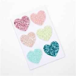Meri Meri - Rainbow Glitter Heart Patches - Renkli Simli Kalp Yamalar
