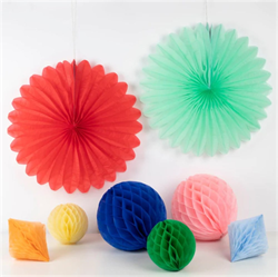 Meri Meri - Rainbow Honeycomb Decoration Kit - Gökkuşağı Petekli Dekor Kiti - 16 Parça
