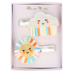 Meri Meri - Rainbow Sun & Cloud Hair Clips - Gökkuşağı Güneş & Bulut Tokalar - 2Li