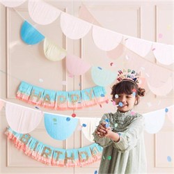 Meri Meri - Rainbow Tissue Paper Scallop Garlands - Gökkuşağı Yarım Ay Asılan Süs