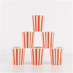 Meri Meri - Red Stripe Cups - Kırmızı Çizgili Bardaklar - 8Li