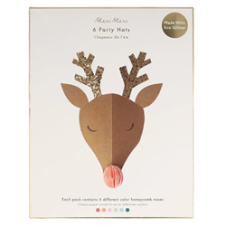 Meri Meri - Reindeer Party Hats - Ren Geyikleri Parti Şapkaları - 6Lı