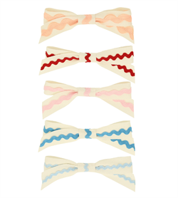 Meri Meri - Ric Rac Bow Hair Clips - Kurdele Saç Tokası (X5)