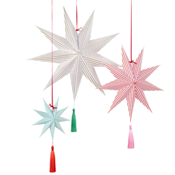 Meri Meri - Şeritli Yıldız Asılan Süsler - 3 Adet