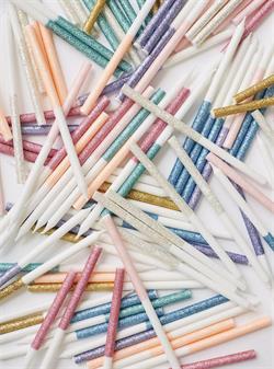 Meri Meri - Silver Glitter Dipped Candles - Gümüş Simli Mum