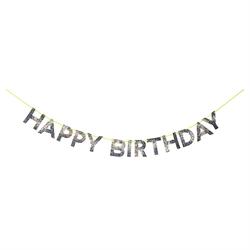 Meri Meri - Silver Happy Birthday Garland - Gümüş Happy Birthday Asılan Süs