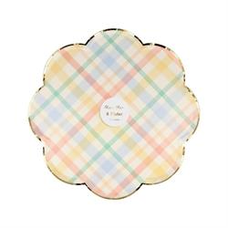 Meri Meri - Small Spring Plaid Plates - Bahar Yeri Tabaklar - S - 8Li