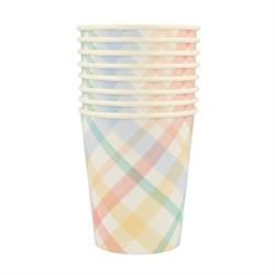 Meri Meri - Spring Plaid Cups - Bahar Yeri Bardaklar - 8Li