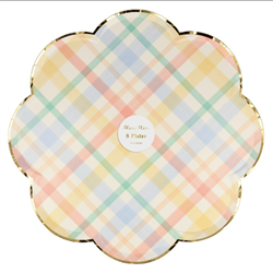 Meri Meri - Spring Plaid Dinner Plates - Bahar Yeri Tabaklar - L - 8Li