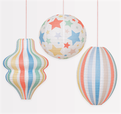 Meri Meri - Stars & Stripes Lanterns - Yıldızlar & Çizgili Fenerler (3Lü)