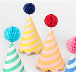 Meri Meri - Stripe Party Hats - Çizgili Parti Şapkaları (8Li)