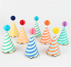 Meri Meri - Stripe Party Hats - Çizgili Parti Şapkaları (8Li)