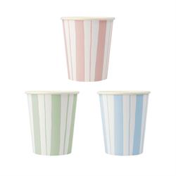 Meri Meri - Ticking Stripe Cups - Kalın Çizgili Bardaklar - 8li