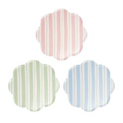 Meri Meri - Ticking Stripe Side Plates - Kalın Çizgili Tabaklar - 8Li