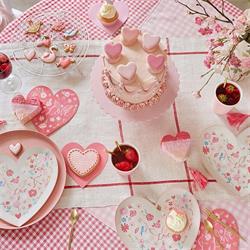 Meri Meri - Valentine’S Heart Die Cut Napkins - Desenli Kalp Peçeteler - 16Lı