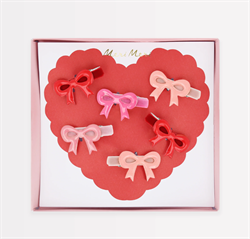 Meri Meri - Valentines Bow Saç Tokaları - 6 Adet