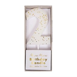 Meri Meri - White Number 2 Candle - 2 Numara Beyaz Mum