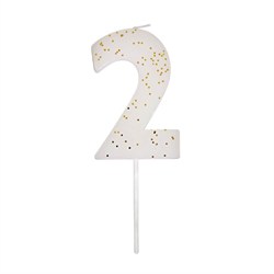 Meri Meri - White Number 2 Candle - 2 Numara Beyaz Mum