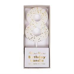 Meri Meri - White Number 8 Candle - 8 Numara Beyaz Mum