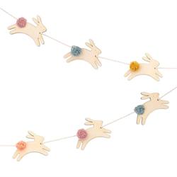Meri Meri - Wooden Bunny Mini Garland - Ahşap Tavşanlar Mini Asılan Süs