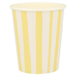 Meri Meri - Yellow Stripe Cups - Sarı Çizgili Bardaklar - 8Li