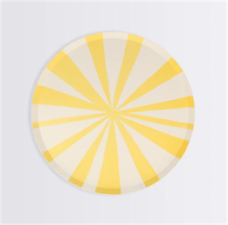 Meri Meri - Yellow Stripe Plates - Sarı Çizgili Tabaklar - S - 8Li