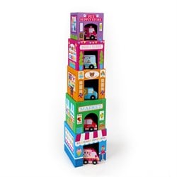 Ooly Stackables Karton Blok Oyun Seti - Rainbow Town