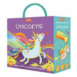 Puzzle, Kitap ve Ayaklı Figür - Unicorn