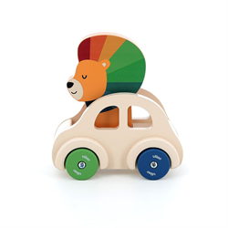 Vilac - Sesli Ahşap Araba - Aslan